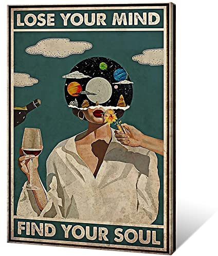 Quark Vintage Lose Your Mind Find Your Soul Poster Mental Health Leinwand Wandkunst Abstrakte Ästhetische Musik Mädchen Druck Malerei Moderne Mitte des Jahrhunderts Wanddekoration für Schlafzimmer