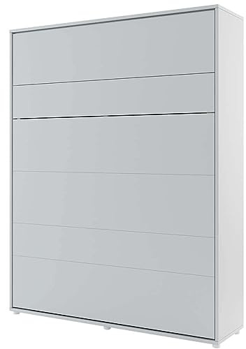 Homlando Lenart Schrankbett Bed Concept BC12 160x200 cm - Vertikal Schrankklappbett - Schrank mit integriertem Klappbett - Wandbett mit Lattenrost - Murphy Bed (Grau Matt)