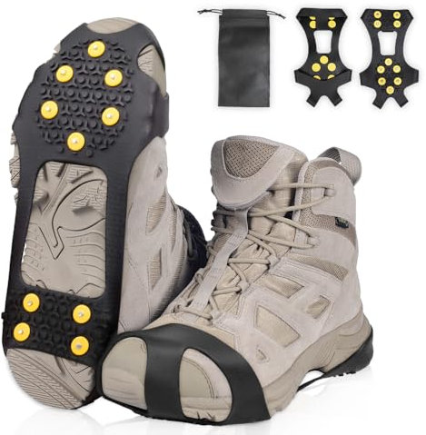 mizikuu Steigeisen Bergschuhe, Spikes für Schuhe Winter mit 11 Zähne Anti Rutsch Schuhspikes Schuh Spikes Traktion Schnee Griffe Schuhkrallen Ice Snow Grips für Winter Outdoor Sports Klettern