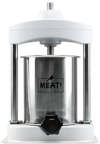 MEAT! 15 Pound Vertical Sausage Stuffer with Stainless Steel Gears, Ergonomic Handle, and a Stuffing Kit with 3 Stuffing Tubes for Sausage Stuffing