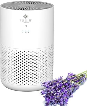 PureAire Air Purifier For Bedroom Home Office with HEPA Filter PAH1 3-Speed Fan For Sleep Allergies Dust Pet Dander Pollen Odour Smoke Allergens Quiet Desktop Carbon Filter Low Power Consumption 5W