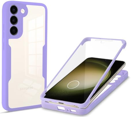Samsung Galaxy S23 FE 5G Case with Built-in Screen Protector, 360 Degree Full Body Protective Military Grade Shockproof Clear Cover Rugged Bumper Slim Phone Case for Samsung Galaxy S23 FE 5G, Purple