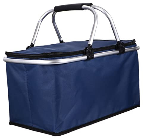 HOMSFOU 1stk Picknicktasche ßer Picknickkorb-rucksack Isolierter Picknickkorb-kühler Faltbare Einkaufstüte ?er Picknickkühler Wein Picknickkorb Flyer Falten Oxford-stoff Einkaufen
