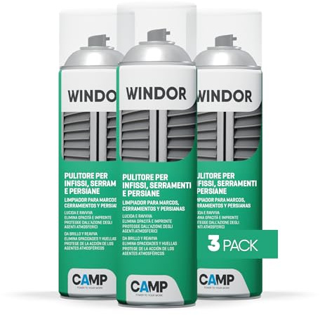 CAMP Windor Spray - Pulitore Ravvivante Protettivo, Pulisci Persiane, Finestre, Infissi e Serramenti in PVC - Ideale per Lucidare e Ravvivare le Superfici - Non Lascia Residui, Made in Italy, 3x500 ml