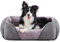 JOEJOY Hundebett Mittelgroße Hunde, 63x53cm Hundebett flauschig, Anti-Angst Hundebetten mit kopferraum waschbar, Anti-Angst beruhigender Hundekorb Mittelgroße Hunde Grau