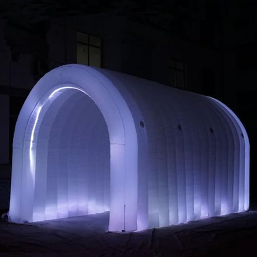 Vinfgoes White Inflatable Tunnel Sports Tunnel Entrance with LED Light Football Tunnel Tent Entryway for Business Advertise Exhibition Promotion, Street,Shop, Supermarket, School