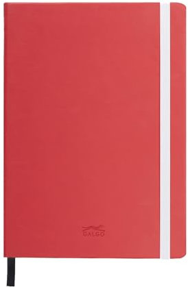 Unipapel Notizbücher mit festem Einband, mit vertikalem Verschluss, abgerundete Ecken, Kunstleder, Rot, kariert, Hardcover, A5, 80 Blatt