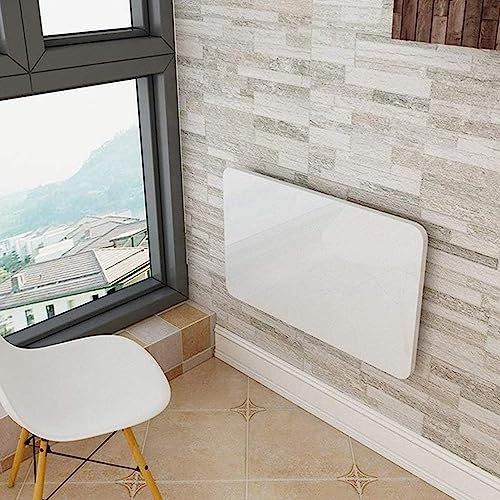 SORVA Klappbarer Wandtisch für den Garten, schwebend für die Küche im Schlafzimmer, zusammenklappbarer Laptop-Computertisch-Arbeitsplatz, mit Halterungen für Platzersparnis – Weiß (Größe: L60 x B3