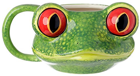TRTO 1x Ceramic Shaped Head Mug - Tree Frog for Coffee, Tea, Hot Chocolate Mug