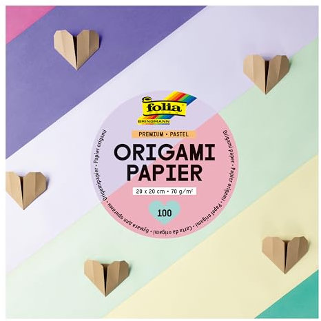 folia 89920 - Premium Faltblätter 70g/m², PASTELL, 20 x 20 cm, 100 Blatt in 10 verschiedenen Farben, zum Basteln, Verzieren und Dekorieren