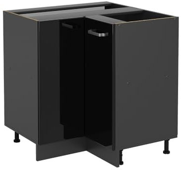 Vicco Eckschrank R-Line, Schwarz Hochglanz/Anthrazit, 75.6 cm, AP Eiche