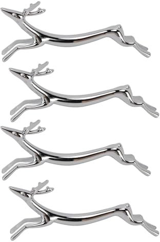 Lot de 4 Repose-baguettes en Forme D'animaux en Alliage de Zinc argenté, Support de Cuillères, Fourchettes, Couteaux, Décoration de Table Artisanale en Métal, Support de (Cerf)