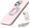 SURPHY Design for iPhone 16 Pro Case, with 360° Rotatable Magnetic Stand & Finger Ring, Liquid Silicone Phone Case for iPhone 16 Pro 6.3 inch 2024, Light Pink