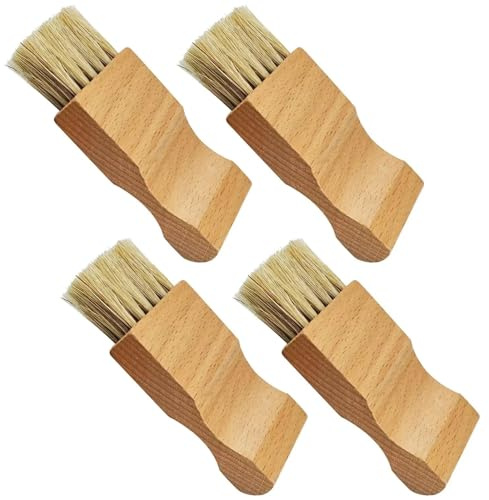 JYTDBCS 4 Pcs Shoe Cleaning Brushes, Small Shoe Polish Applicator Brushes, Wooden Handle, Shine Shoes Brushes for Leather Boots, Shoes, Bags