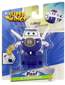 Super Wings - Transformations-Flugzeug Paul in Blau-Weiß, ca. 12 cm große Spielfigur für Kinder, verwandelbares Spielzeug-Flugzeug und Roboterfigur