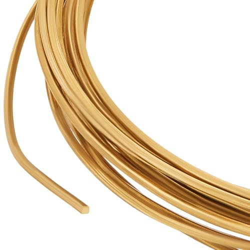BENECREAT 5 m de alambre de cobre cuadrado, alambre de cobre puro plano de 1,3 mm, para hacer joyas, lámina de metal para jardín, escultura, ancla dorada