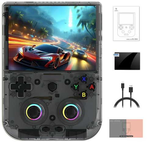 Meiurlex RG406V Console di gioco portatile retrò, schermo IPS touch screen da 5,5, sistema Android Unisoc T820, lettore video per adulti e bambini, supporta WiFi 5G/Bluetooth, nero, 4+128G