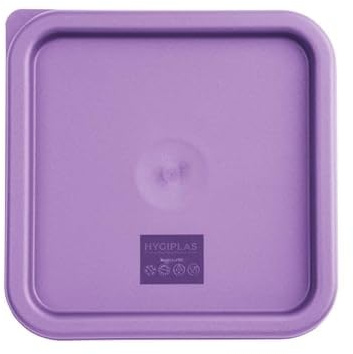 Hygiplas Square Food Storage Container Lid FX144, Purple Medium | Tight seal locks in freshness while colour-coding prevents cross-contamination; fridge and freezer safe (-5°C to +70°C).