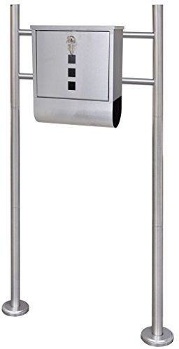 Mailbox on Stand Stainless Steel,Parcel Delivery Box Lockable Letter Weatherproof Post Box Stylish Letterbox for Keep Your Mail Safe