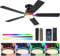 Shanggu Ventilatori da soffitto con luci, ventilatore da soffitto da 132 cm RGB a basso profilo per interni con luce e controllo remoto/APP, montaggio a incasso, ventilatore da soffitto moderno per