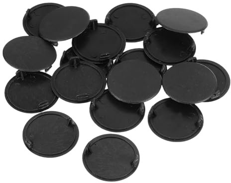 sourcing map Hinge Hole Covers, 18Pcs 40mm(1-9/16) ID - Plastic Concealed Hinge Hole Cover Round Flush Type Plug Cap for Furniture Cabinet Cupboard (Black)