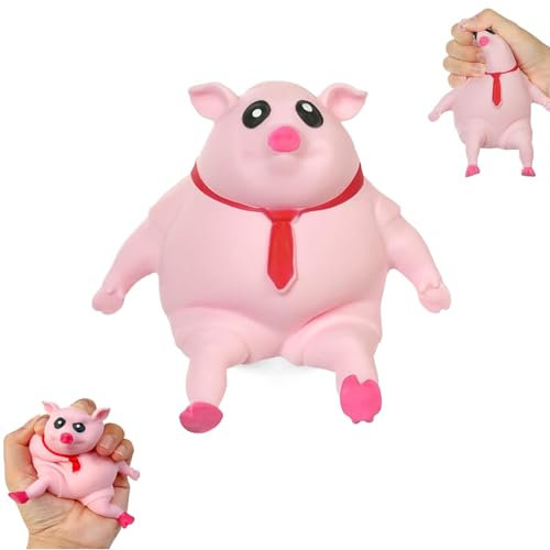 Qosigote Schwein Quetsch Spielzeug, Anti Stress Schwein, Stress Pig Stress Toy, Cute Pink Pig Anti-Stress Toy, Fun Party Pressure Toys for Children Adults (9*9CM)