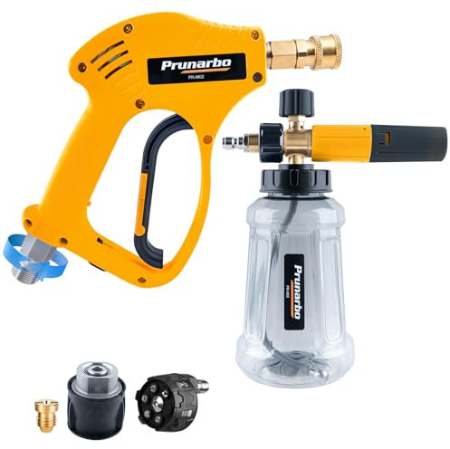 Prunarbo Hochdruckreinigerpistole mit Schaumlanze für Autowäsche Lanze mit 6 in 1 Düsen, Adapter für Schnellanschluss, kompatibel mit Kärcher K Series K2-K7 (PR-M02-A)