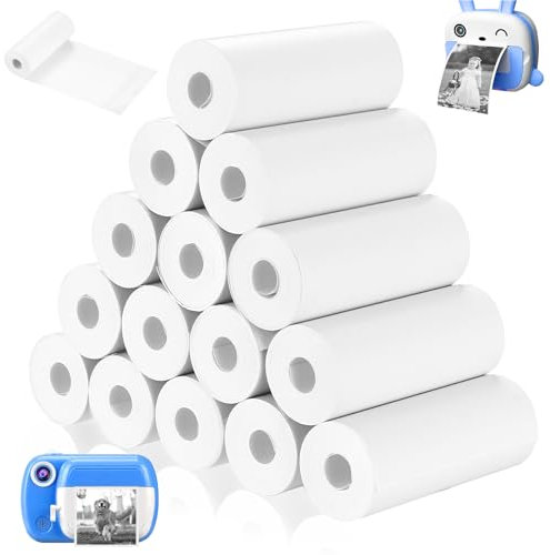15 RollsKids Camera Paper Roll for Kids Camera Instant Print Paper Rolls, 57 x 25mm Thermal Papers for Kids Instant Cameras, for POS Terminal/Cash Register/Mini Printers, 4.5 M in Total