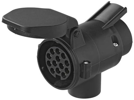 Multibros Adattatore per rimorchio da 7 a 13 poli con costante, adattatore corto per gancio di traino, adattatore CEE per auto, roulotte e rimorchi