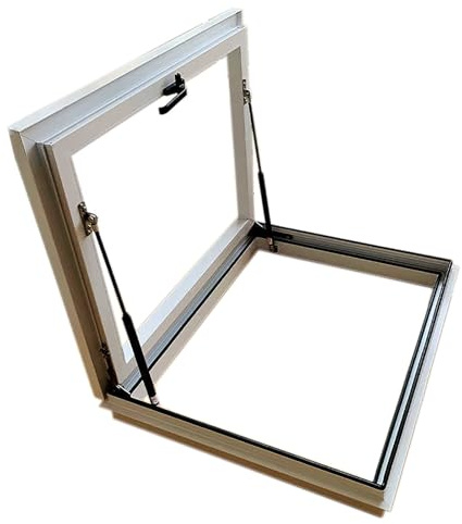 GLFNB Grandi lucernari e finestre da Tetto, botola da Tetto in Alluminio con Vetro temperato a Doppio Strato, lucernario Piano Antipioggia per corridoio, soppalco, Scale, Garage (Bianco, 38x38 pol
