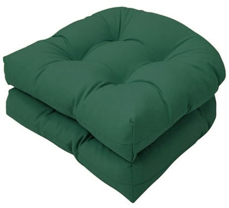 FYCYGG 2er Set Terrassen Korbstuhlkissen, U förmige Outdoor Stuhlkissen Schaukelstuhlkissen für Korbstühle/Esszimmersitze(Deep Green,Waterproof)