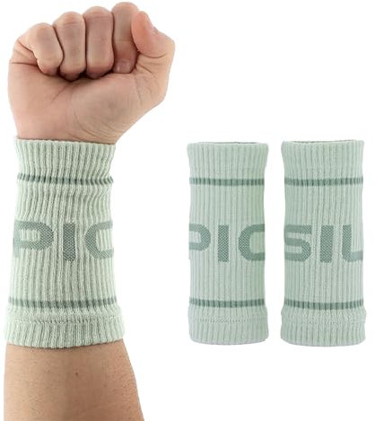 PICSIL - Muñequeras Deportivas de Algodón | Absorbentes y Transpirables | Ideales para Gym, Running y Tenis | Uso con Calleras | Diseño Unisex | Color Fern