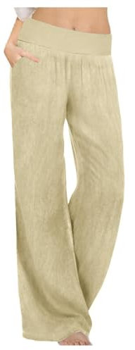 Anzughose für Damen, bequem, Sport, elastische Taille, trendige Jogger, Badeshorts, lockeres Yoga, Radfahren, Reiten, Jogger, Sommertuch, zierliche Hose, beige, XXL