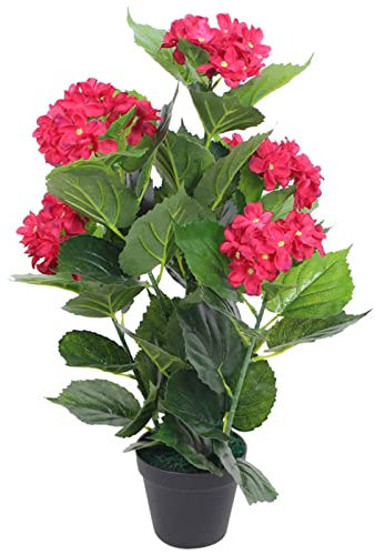 Snsowed Ortensia Pianta Artificiale con Vaso 60 cm Rossa,Arredo,Flora artificiale-244440