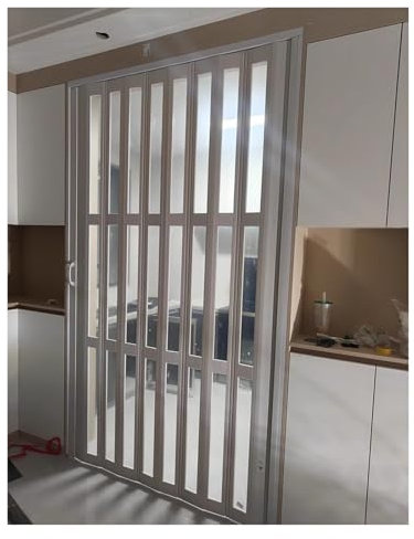 GLFNB Puertas Plegables Interiores de 196 cm de Largo, Puertas Tipo acordeón de PVC Blanco para Cocina, Sala de Estar y Comedor. Puertas Plegables, Puerta Tipo acordeón Simple, Puerta corredera di