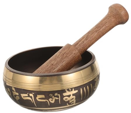DECORNIJIA Bol Chantant Tibétain Fait Main avec Baguette en Bois pour Yoga et Pleine Conscience Sonore Apaisant pour Relaxation et Décoration Zen