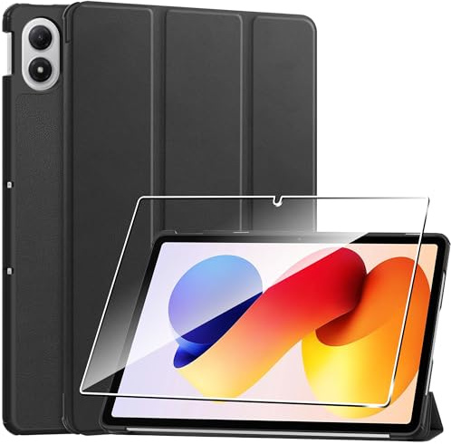 Heioloo Funda para Xiaomi Redmi Pad 2 Pro 12.1 Protectora Carcasa con Auto-Sueño/Estela, + [1 Piezas] Templado Protector de Pantalla [PU Cuero] [Ultradelgada Carcasa] [Función de Soporte] Negro