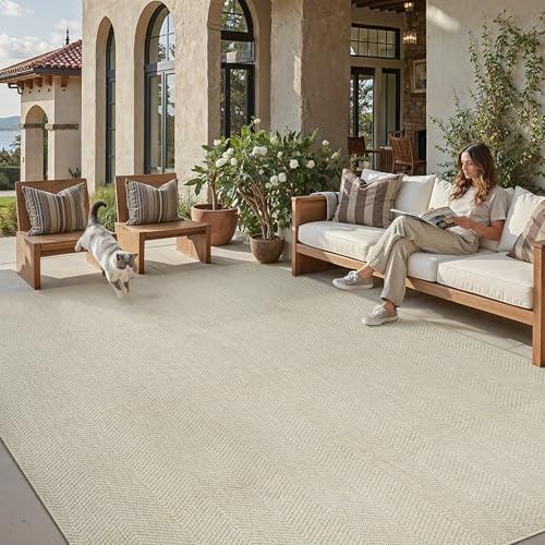 PureCozy Outdoor Teppich Wetterfest 200x300cm Taupe Waschbar