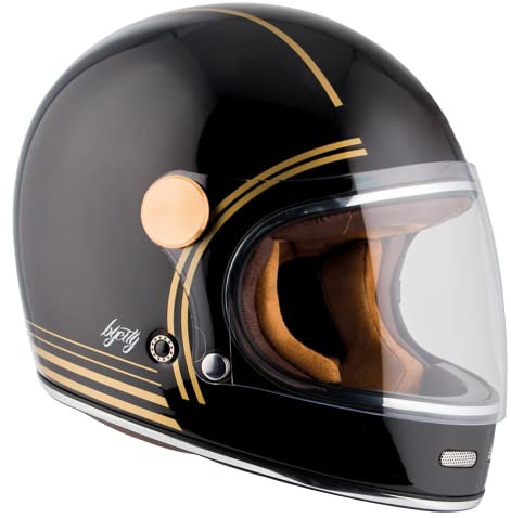 BYCITY Integralhelm Roadster Schwarz Gold Vintage Größe M