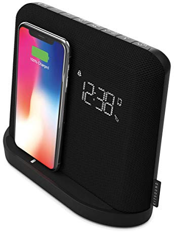 KitSound XDock Qi Charger Wireless Bluetooth Speaker Charging Dock with FM Radio for iPhone 8/X/XS/XR/XS Max/11/11 Pro/11 Pro Max, Samsung S6/S7/S8/S9/S10/S10+/S10e - Black