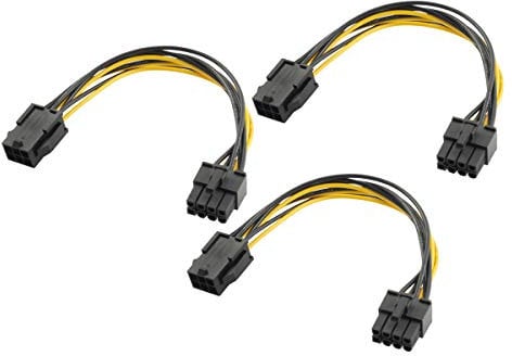 Pcie Adapter Cable, Bolongking 6-pin to 8-pin PCIe Express Power Adapter Cable,4 Inches/10CM (Pack of 3)