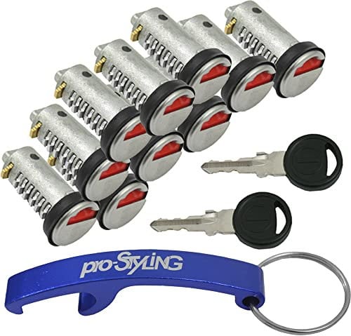Set da 10 serrature a cilindro con chiavi, per roulotte, camper, caravan, sistema STS, Zadi, colore rosso