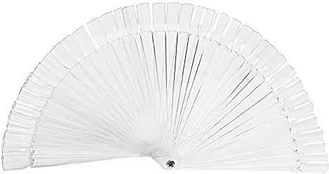 Nail Art Tips Colors Sticks Display Fan Clear White False Practice kit 50 PCS (Clear)