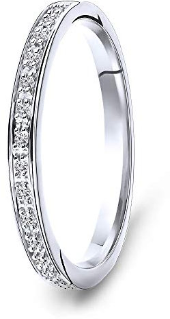 MIORE Ring Damen 0.05 Ct Diamant Ewigkeitsring aus Weißgold 9 Karat / 375 Gold, Schmuck mit Diamanten Brillanten
