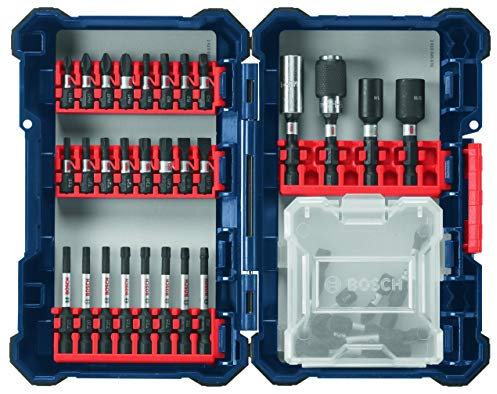BOSCH SDMS40 Juego de destornilladores de 40 piezas resistentes a los impactos con carcasa personalizada para atornillado y perforación