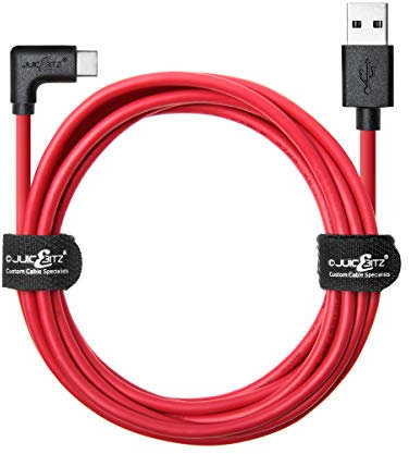 JuicEBitz USB to Angled USB C Cable 1m, Fast Charger USB Phone Cable Compatible with Samsung Galaxy USB-C Mobile Phone, Tablet, Nintendo Switch, Sony Xperia, Nokia, LG and more - Red