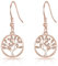 Boucles d'Oreilles Pendantes Arbre de Vie Plaqué Or Rose Créées avec des Cristaux de Zircondia®