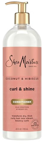 SheaMoisture Coconut and Hibiscus Conditioner for Dry Curly Hair Coconut and Hibiscus Sulfate Free Conditioner, 24 Fl Oz