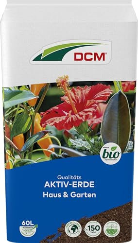DCM AKTIV Erde Haus & Garten - Spezialerde - Universalerde - Mit organischem Dünger - Mit Mykorrhiza-Pilzen - Torfreduzierte Pflanzenerde - Bio - 60 L