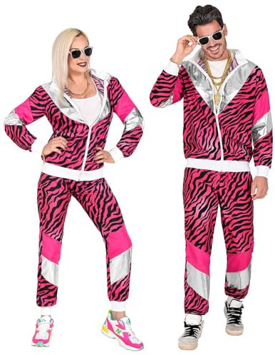 W WIDMANN MILANO Party Fashion - Kostüm Trainingsanzug 80er Jahre Tiger, Jogginganzug, Retro-Style, Bad Taste Outfit